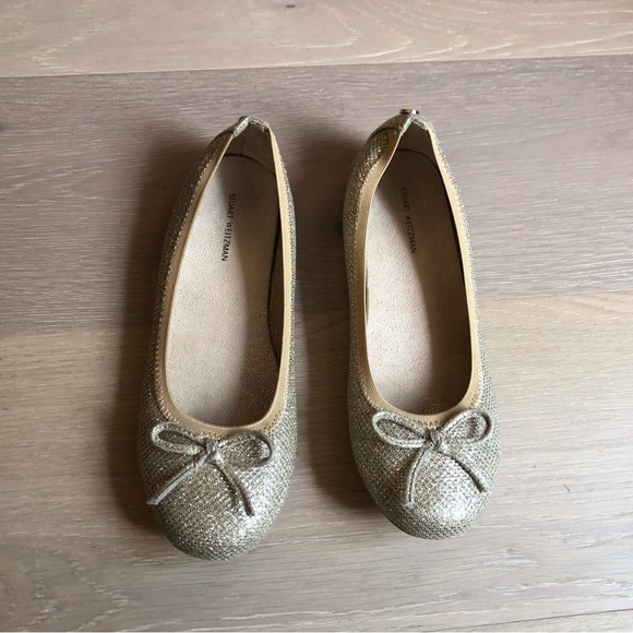 Stuart Weitzman Kids Gold Glitter Ballet Flats - Size 2 Kids - Picture 7 of 8